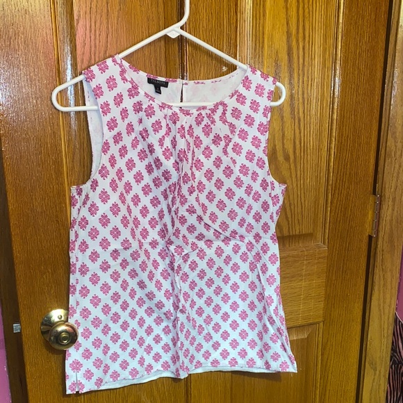 Talbots Tops - Talbots Pink and White Sleeveless Blouse